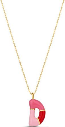SHYMI Enamel Initial Retro Necklace in Pink at Nordstrom