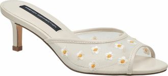 French Connection Nancy Mesh Embroidered Kitten Heel in White at Nordstrom, Size 10