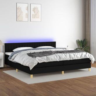 vidaXL Vidaxl - Cama Box Spring Con Colch&oacute;n Led Tela Negro 200x200 Cm