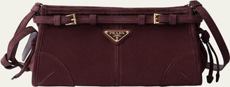 Prada Bonnie Belted Suede Shoulder Bag