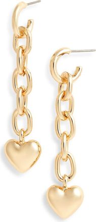 Open Edit Puffy Heart Chain Drop Earrings in Gold at Nordstrom