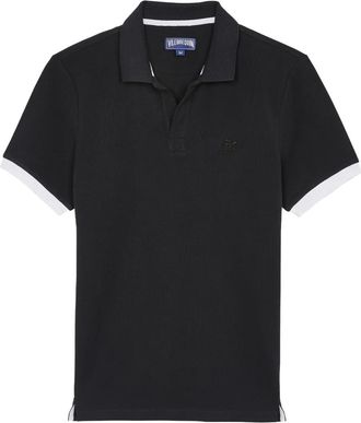 Vilebrequin Polo in cotone con ricamo logo - Nero