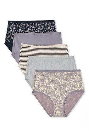 Pact Everyday High Rise Brief 5-Pack in Lavender Petals at Nordstrom, Size Medium