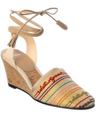 Valentino Vlogo 75 Canvas Wedge Sandal