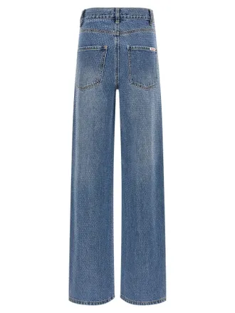 Self Portrait Rhinestone-Embellished Straight-Leg Jeans - Blue