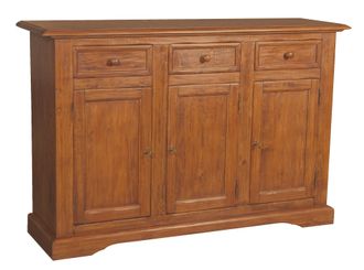 Biscottini International Biscottini - Alacena Country De Madera Maciza De Tilo Acabado Con Efecto Nogal 156x45x103 Cm