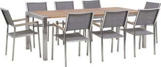 Beliani Garden Dining Set 8 Seater GROSSETO Eucalyptus Wood Brown/ Grey