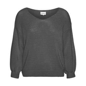 Americandreams Milana LS Light Cotton Pullover - Dames - V-hals truien - Grijs - S - Katoen - Truien & Vesten