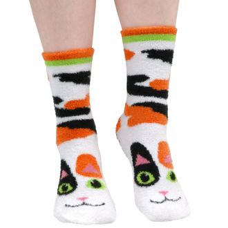 BambooMN Super Soft Warm Cute Womens Animal Non-Slip Fuzzy Fluffy Crew Winter Home Socks, 21 Calico Cat, Small
