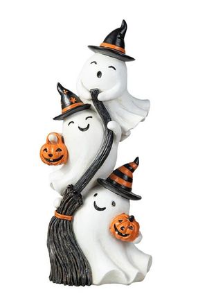 Glitzhome Halloween Polyresin Stacked Ghost Table Decor in White at Nordstrom, Size Medium