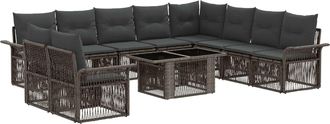 vidaXL Conjunto De Sof&aacute;s De Jard&iacute;n 11 Uds. Gris Y Gris Oscuro Vidaxl