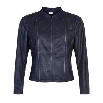 In Front IN Front - Marineblauwe Mapel Jas met Ritsdetails - Dames - Jassen - Blauw - Maat: M Poliester