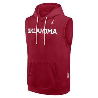 Nike Mens Oklahoma Sideline Jordan Brand Dri-FIT College Sleeveless Pullover Hoodie in Red | 0JB469WOKN-65K