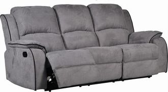 Vente-Unique Sof&aacute; 3 plazas relax de microfibra HERNANI - Gris