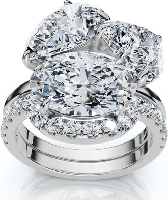 Pompeii3 6 1/3Ct Abstract Diamond Ring Set 14k Gold Lab Grown FG/VS