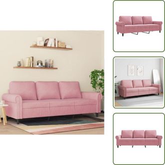 vidaXL Divano morbido - vidaXL Divano a 3 Posti rosa 180 cm in Velluto - Divano con schienale