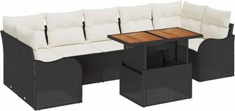 vidaXL Garden Sofa Set with Storage 8 pcs Black Poly rattan Vidaxl