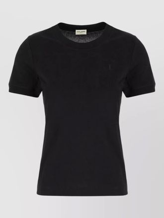 Saint Laurent ribbed cotton logo-embroidered t-shirt