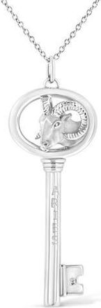 House of Brilliance 925 Sterling Silver Diamond Accent Zodiac Key 18 Pendant Necklace in Aries at Nordstrom