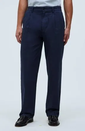 Madewell Pleated Relaxed Straight Leg Cotton & Hemp Pants in After Midnight at Nordstrom Rack, Size 29
