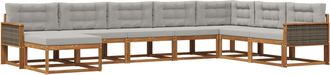 vidaXL Conjunto De Sof&aacute;s De Exterior 8 Uds. Natural Y Gris Claro Vidaxl
