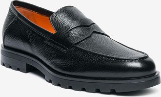 Santoni Mokassins aus genarbtem Leder Rock