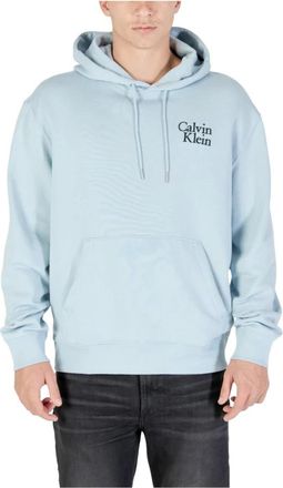 Calvin Klein Jeans Hoodies, male, Blue, Size: 2XL Hooded Sweatshirt with Front Pockets and Long Sleeves