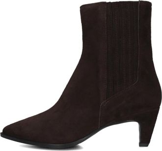 Notre-V Bruine Su&egrave;de Enkellaarsjes Stijlvol Model - Dames - Laarzen met Hak - Bruin - 37 EU - Su&egrave;de - Schoenen