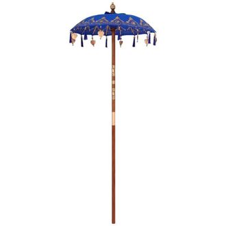 vidaXL Vidaxl - Parasol Balin&eacute;s Azul (90-100) X 260 Cm Algod&oacute;n Y Madera Maciza