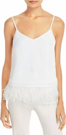 Aqua Feather Trim Camisole In White
