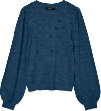 Vero Moda Strickpullover VERO MODA VMLIMONE LS O-NECK PULLOVER BOO, Damen, Gr. XL, schwarz denim, Strick, Obermaterial: 52% Viskose, 28% Polyester, 20% Nylon, u