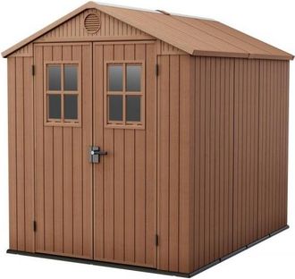 Keter Caseta De Jard&iacute;n Darwin 6x8 Cobertizo De Almacenamiento Exterior Ordenaci&oacute;n Acero Metal Resina Efecto Madera 190x244x221 Wxdxh Cm - Keter