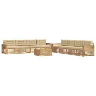 vidaXL Set Di Divani Da Esterno 9 Pz Bianco E Beige Poliestere Vidaxl