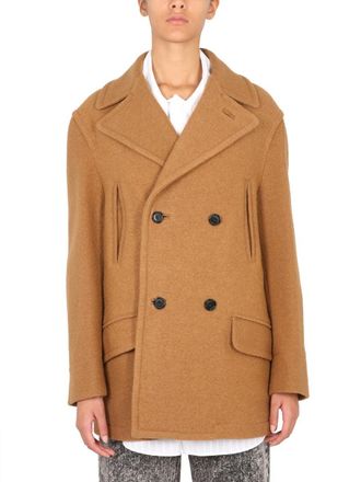 Marni Double-Breasted Virgin Wool Coat - Beige