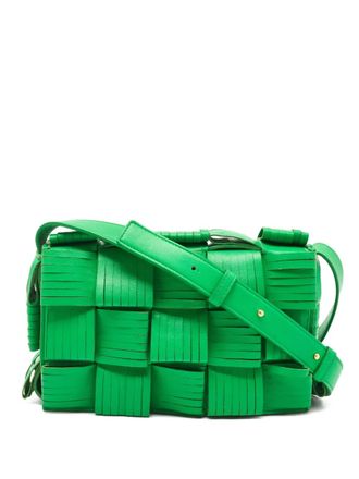 Bottega Veneta Cassette leren schoudertas met franje - Groen