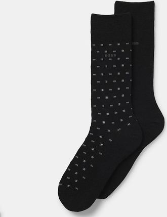 HUGO BOSS Mens 2 Pack of Regular Length Socks - Black - Size: 6/5.5/7/6.5/7.5/8