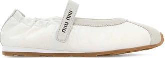 Miu Miu White Logo Ballet Flats