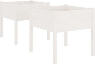 vidaXL Vidaxl - Jardineras 2 uds madera maciza de pino blanco 70x70x70 cm