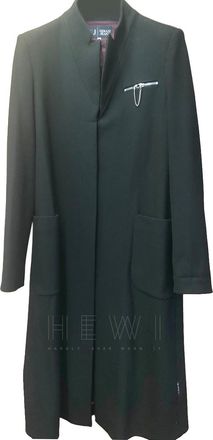 Armani Jeans Single Breasted Black Zip Detail Coat Size L