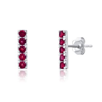 MAX + STONE 14k Yellow or White Gold Small Gemstone Bar Stud Earrings