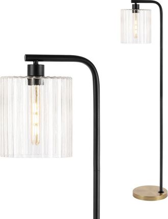 Jonathan Y Designs Easton 60.75 Modern Minimalist Metal/Ribbed Glass LED Floor Lamp, Brass Gold/Black at Nordstrom