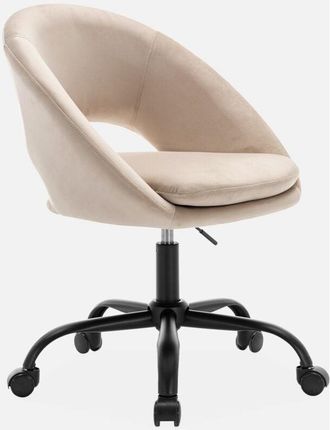 Sweeek Sweeek - Silla de oficina de terciopelo con ruedas, Pam, Blanco roto, 59x60x89 cm