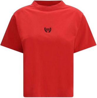 Balenciaga T-Shirts, female, Red, Size: M Cotton Graphic T-Shirt