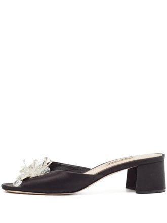 Miu Miu 50mm bead-embellished sandals - women - Satin/Calf Leather/Calf Leather - 38.5 - Black