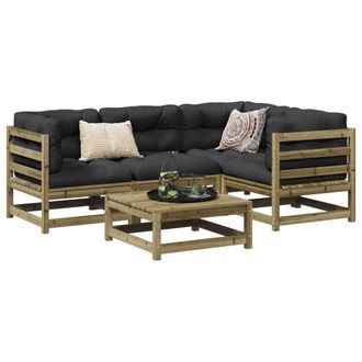 vidaXL Juego De Sof&aacute;s De Jard&iacute;n 5 Piezas Madera De Pino Impregnada Vidaxl