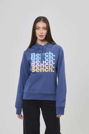 Bench Sweatshirt BENCH. TRIXE_HOODY, Damen, Gr. 36, blau (dusky blau), Sweatware, Obermaterial: 60% Baumwolle, 40% Polyester, bedruckt, Sweatshirts Sweatshi