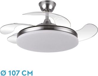 Fabrilamp Ventilador De Techo Dc tridente Regulable Con Mando A Distancia (59w 3cct 6980lm) Color N&iacute;quel