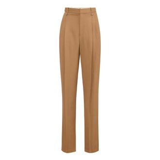 Elisabetta Franchi Vloeiende Gabardine Broek - Dames - Broeken - Bruin - Maat: 2XL Gabardine