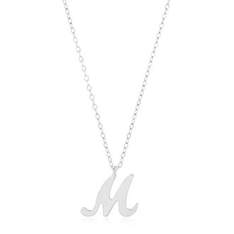 MAX + STONE 10k Solid White or Yellow Gold Dainty Script Initial with Extendable Necklace, 16+2 inches