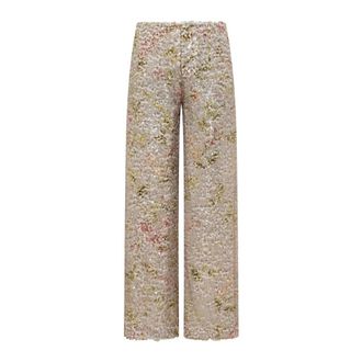 Alberta Ferretti Alberta Ferretti, Wide Trousers, female, Multicolor, Size: M Sequined Floral Print Trousers